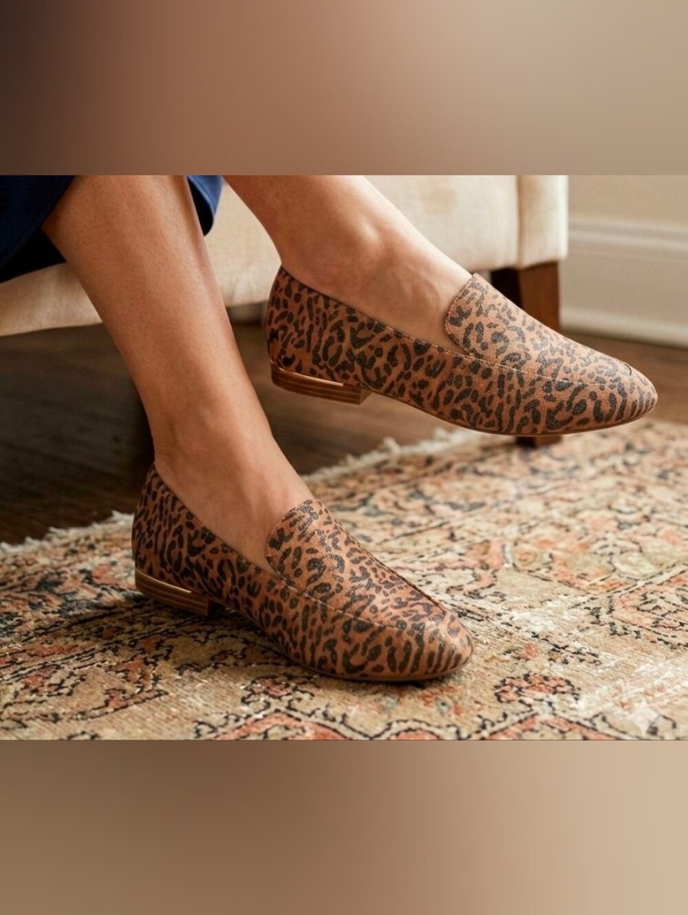 Alex Marie Barton Gold Metallic Leopard Print Slip On Loafers Size 9.5M